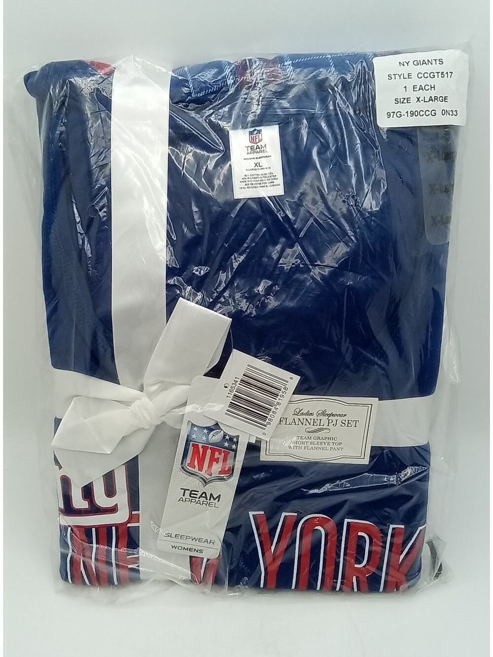 NY Giants NFL Team Apparel PJ Set SS Top + Pants Women's XL